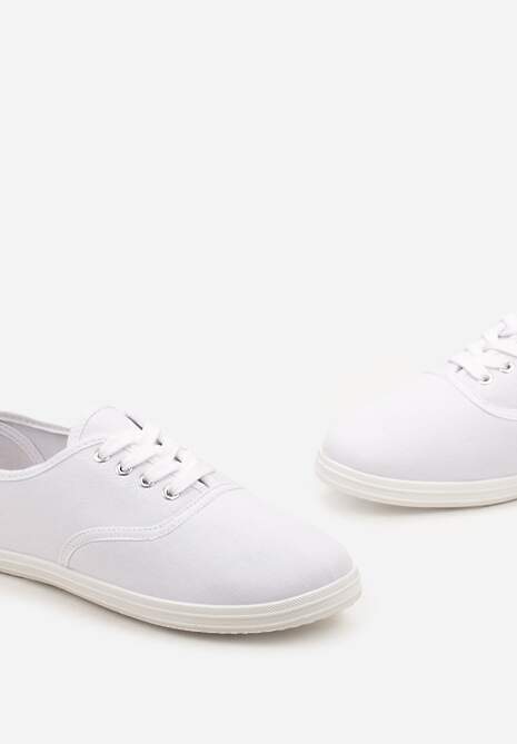 Białe Klasyczne Sznurowane Tenisówki na Płaskiej Podeszwie Efona