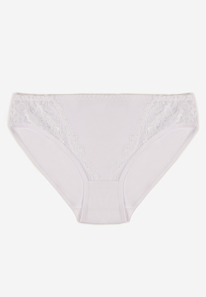 Białe Majtki Figi z Bawełny z Ozdobną Koronką Ersenlia