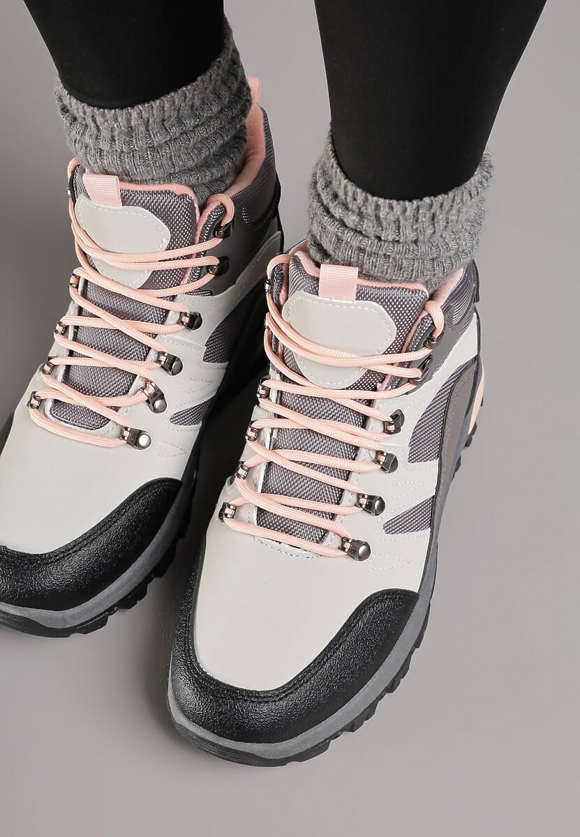 Szare Buty Trekkingowe Trapery Vices z Geometrycznym Wzorem Norrive