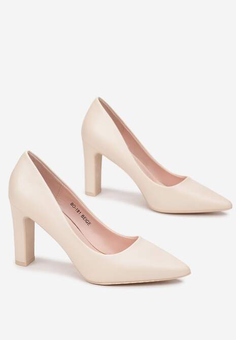 Beżowe Czółenka ze Szpiczastym Noskiem Marnera