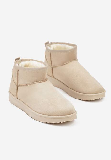 Beżowe Śniegowce z Niską Cholewką Retira
