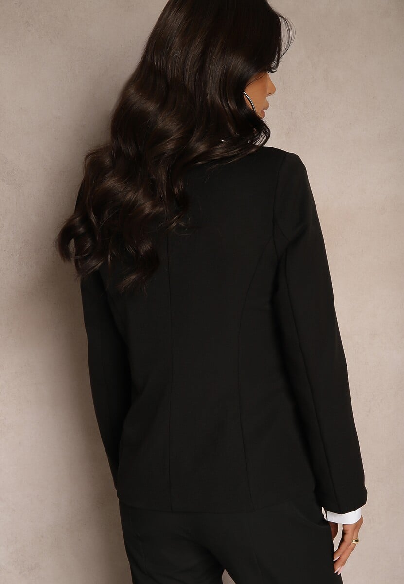 Czarna Casualowa Marynarka Jednorzędowa z Wiskozą i Usztywnioną Linią Ramion Lobel