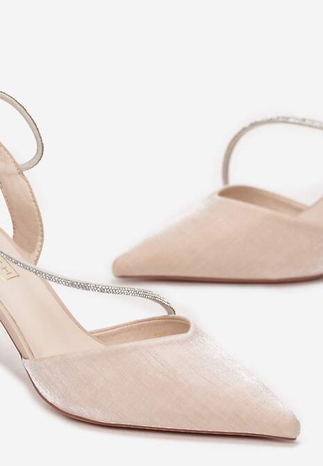 Szampańskie Sandały na Szpilce z Paskiem z Cyrkonii Sofath