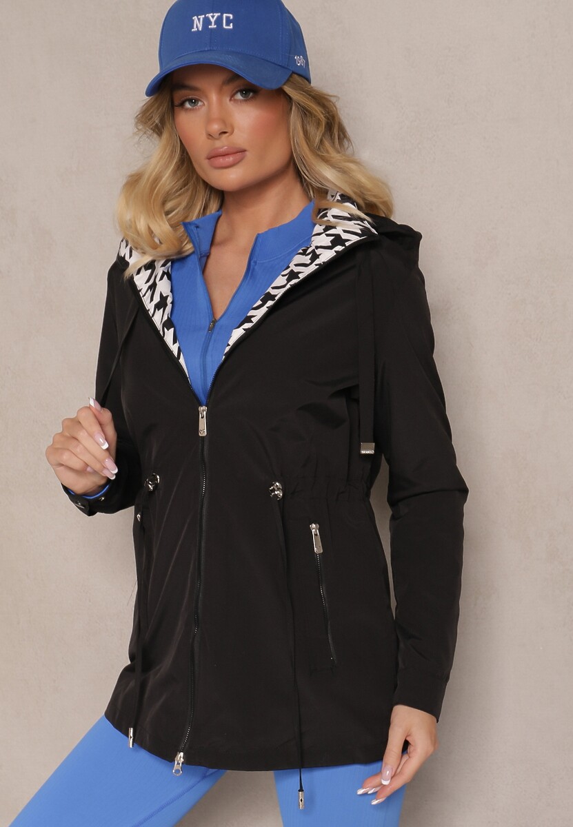 Ciemnozielona Kurtka w Stylu Parki ze Ściągaczem w Talii Arivienne