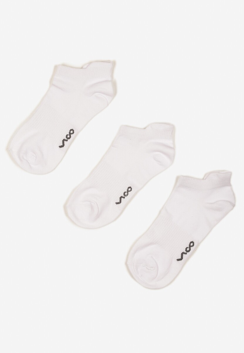 3-pack Białe Bawełniane Skarpety Stopki z Napisem Marosela