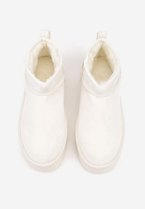 Beżowe Wsuwane Śniegowce z Futerkowym Ociepleniem na Platformie Eslin