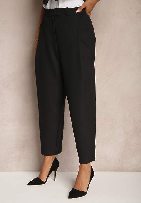Czarne Spodnie o Garniturowym Fasonie High Waist Relessa