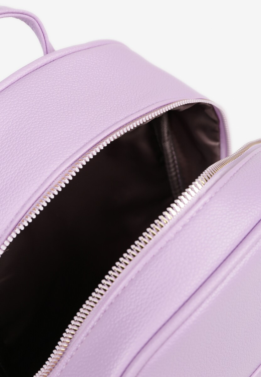 Fioletowy Mały Plecak Trapezowy Zdobiony Aplikacją Paseriela