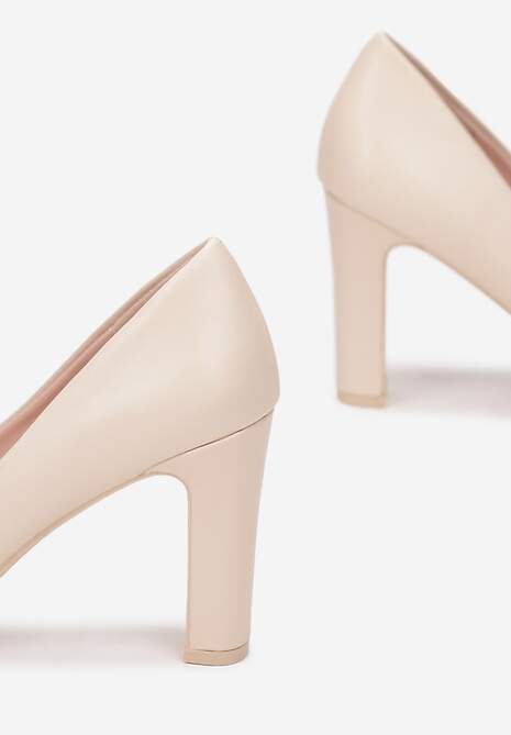 Beżowe Czółenka ze Szpiczastym Noskiem Marnera