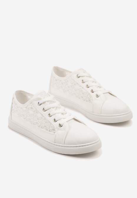 Białe Trampki Tenisówki Ozdobione Ażurową Cholewką Xalimi
