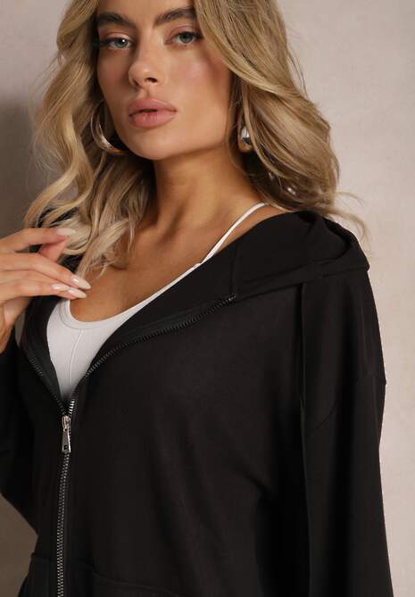 Czarny Komplet Dresowy z Bluzą i Spodniami Deparisa