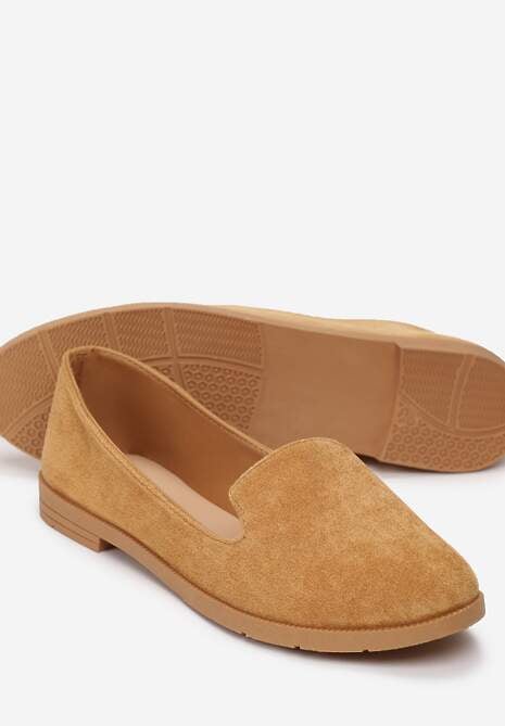 Brązowe Balerinki Typu Loafersy Daphikaia