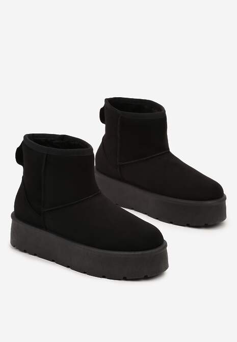 Czarne Wsuwane Śniegowce na Gładkiej Platformie Irindara