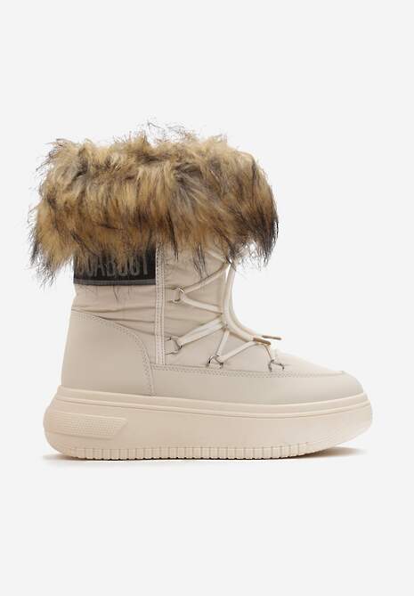 Beżowe Śniegowce na Grubej Podeszwie z Futerkiem Uplift