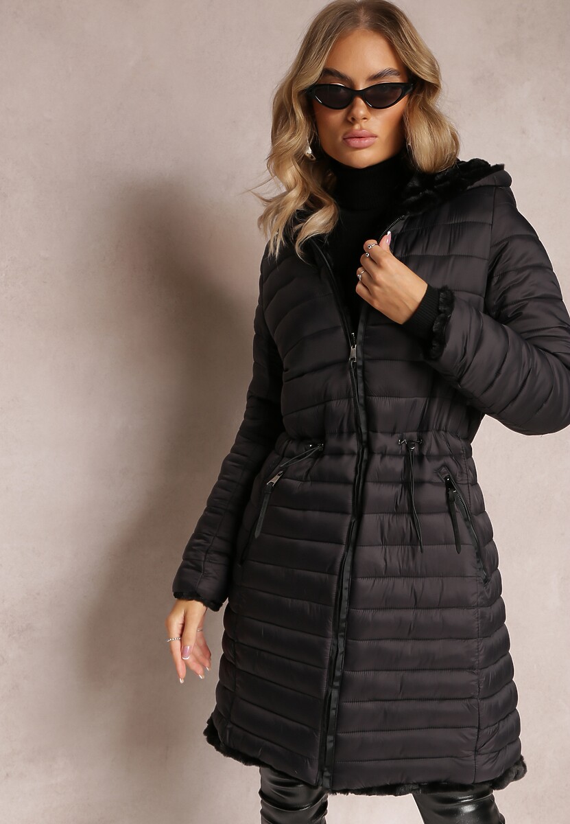 Różowa Dwustronna Kurtka z Pikowaniem i Futerkiem Annane