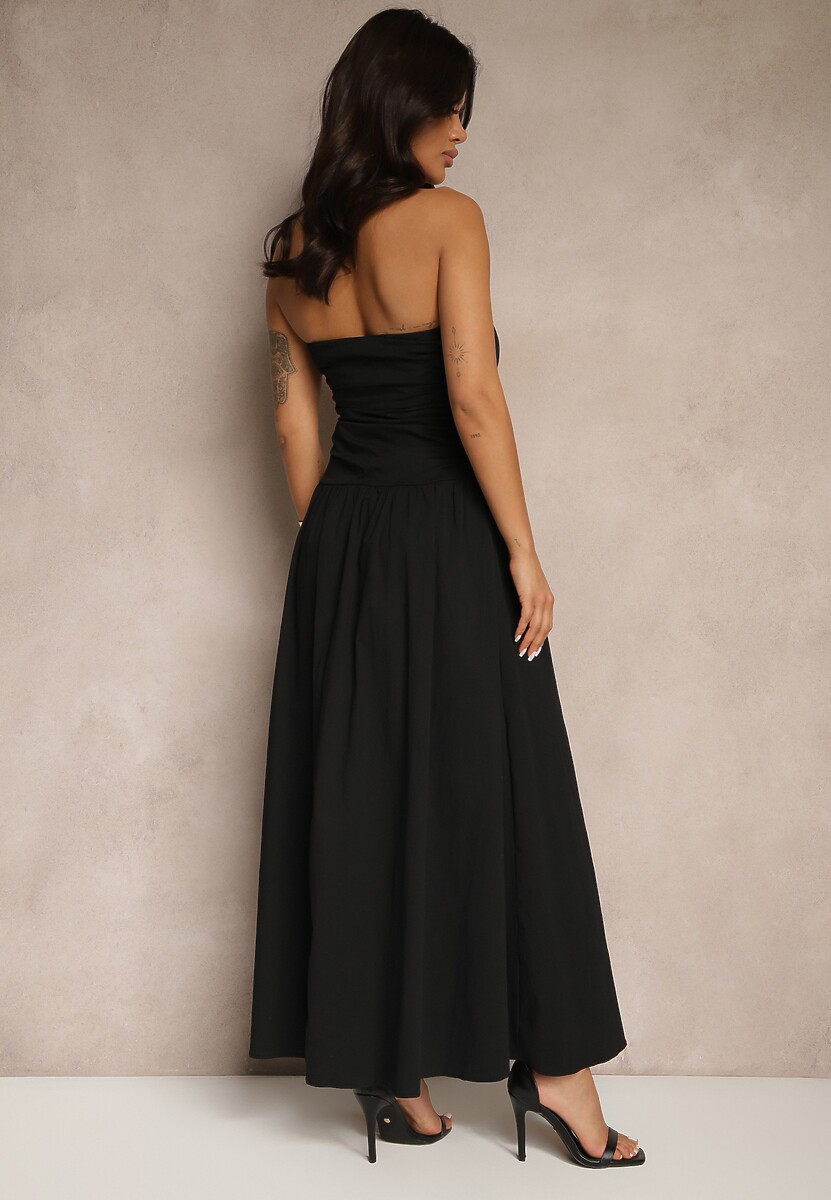 Czarna Koktajlowa Bawełniana Sukienka Bodycon Filitera