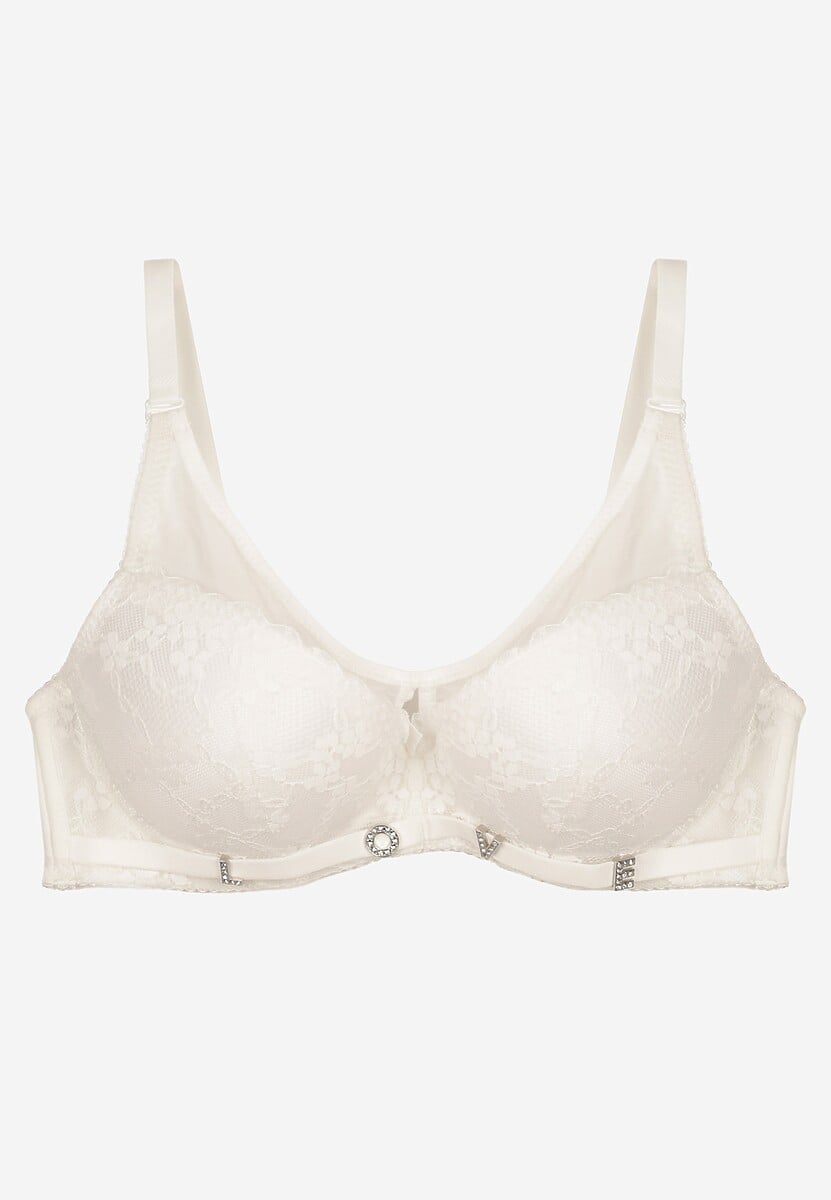 Jasnobeżowy Koronkowy Biustonosz z Odpinanymi Ramiączkami Revalora