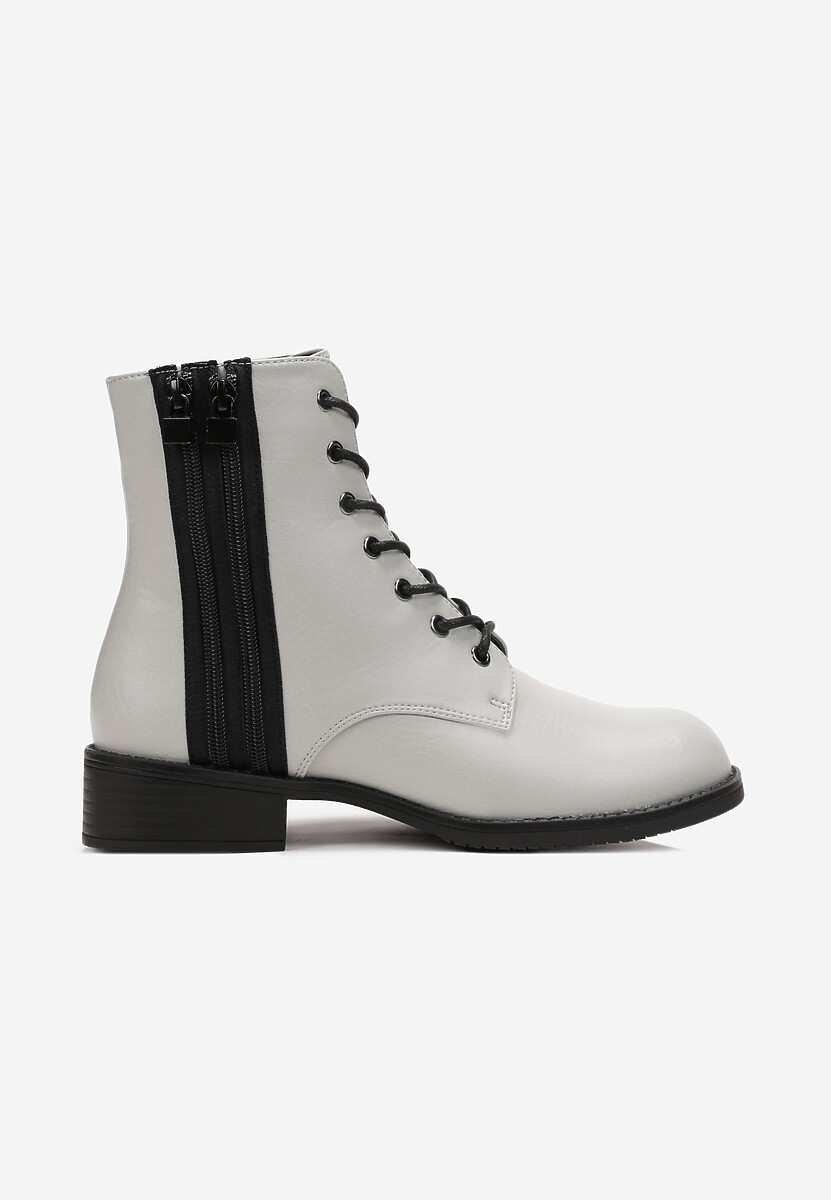 Jasnoszare Botki za Kostkę z Wiązaniem Ovila