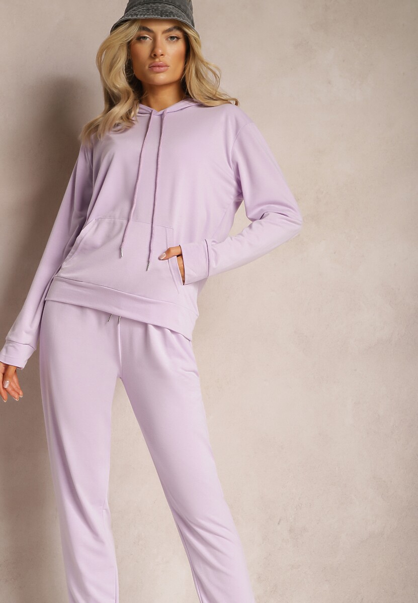 Czarny Klasyczny Komplet Dresowy z Bluzą Kangurką i Spodniami Typu Jogger Salevia