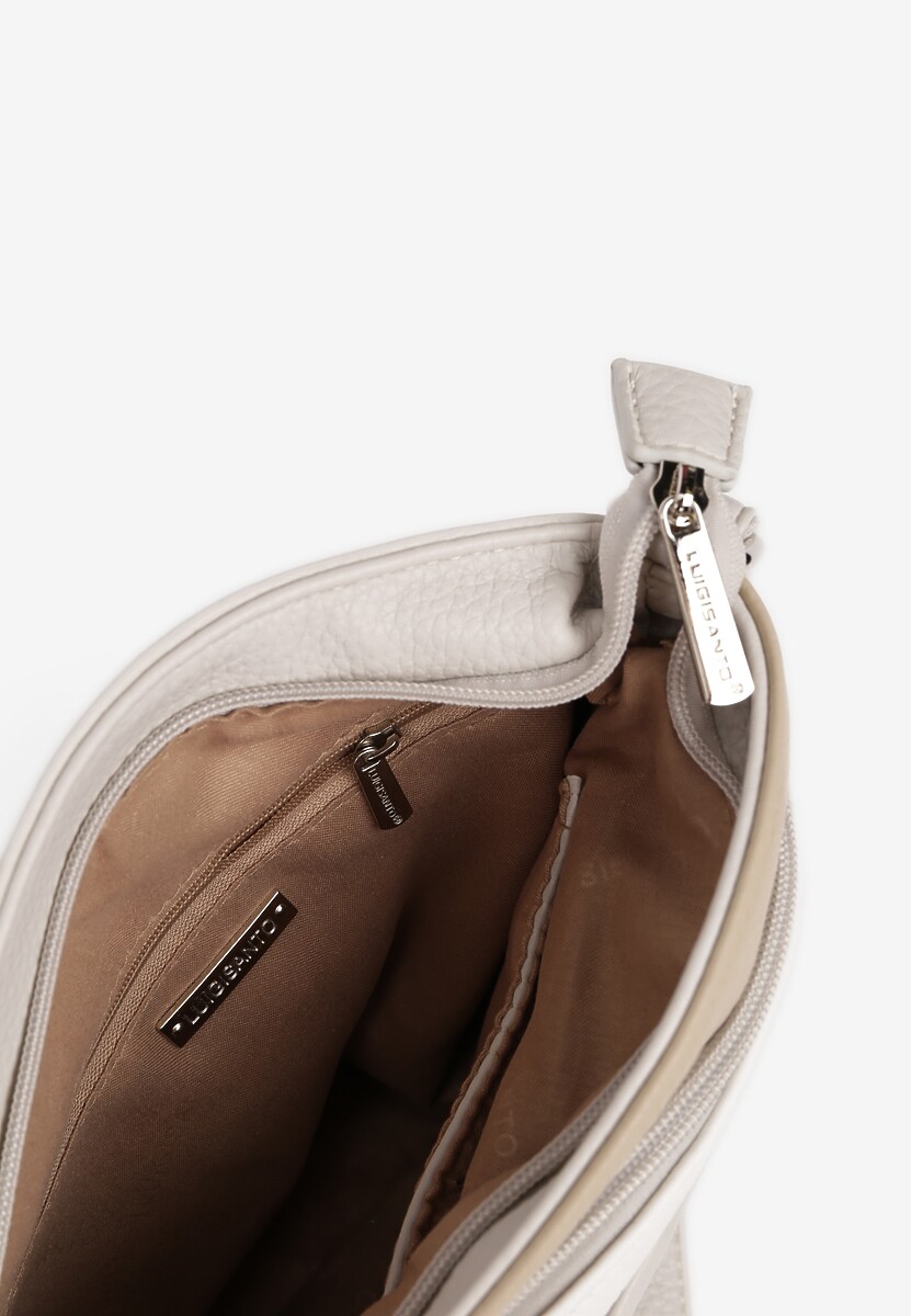 Szara Torebka Ozdobione Suwakami i Napisami Tanovira