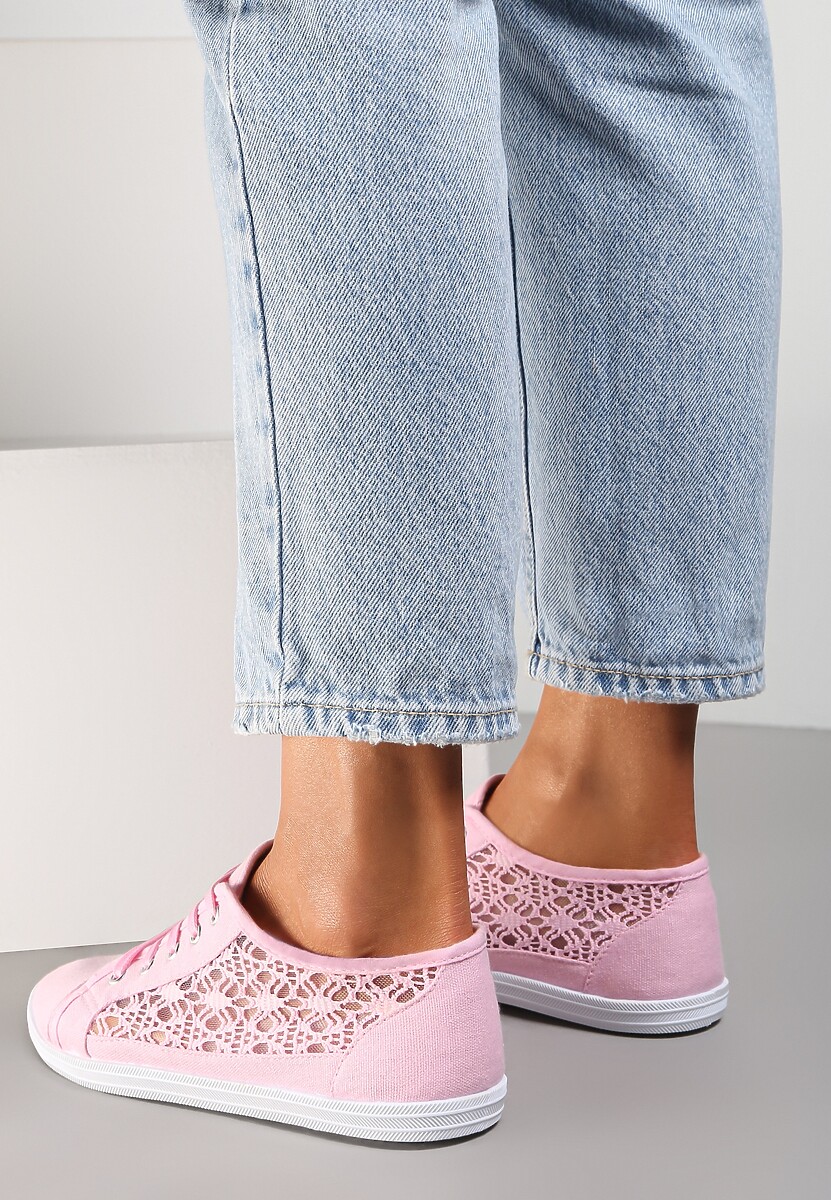 Różowe Tenisówki z Ażurowymi Wstawkami Po Bokach Salessa