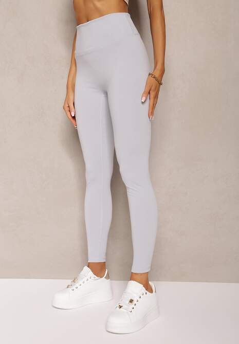 Jasnoniebieskie Sportowe Legginsy High Waist Quarefia