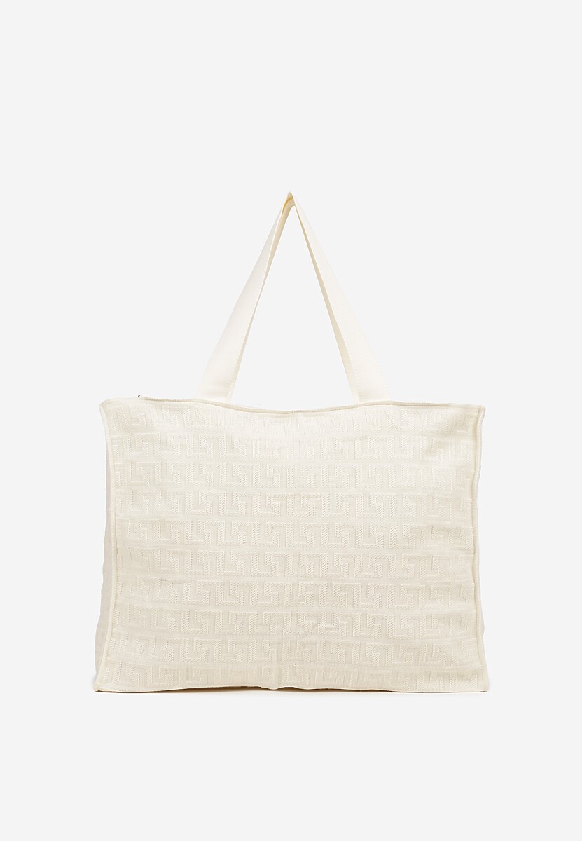 Jasnobeżowa Torebka Shopperka Zdobiona Tłoczonym Wzorem Lannaya