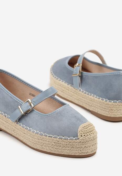 Niebieskie Espadryle z Plecionką i Paskiem Fevolise