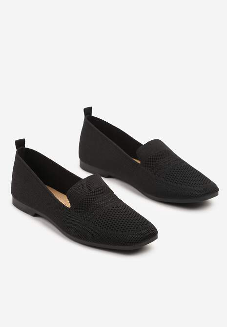 Czarne Mokasyny z Siateczkowym Wzorem Dalineas