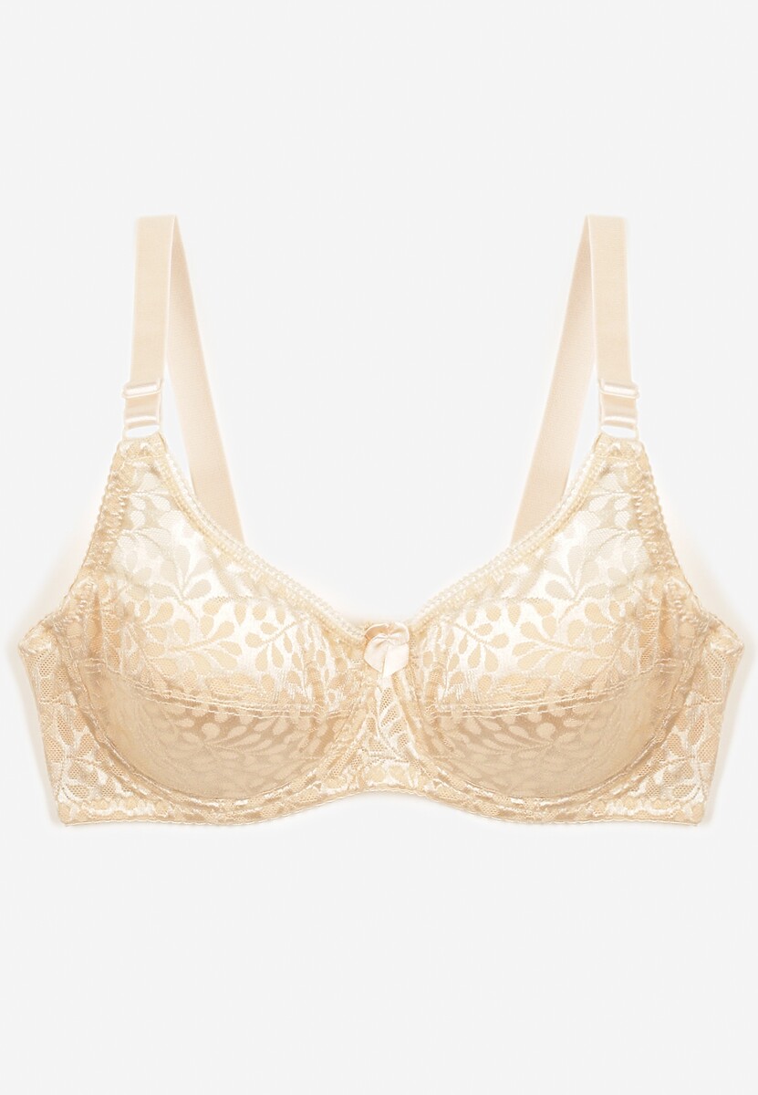Jasnobeżowy Biustonosz Typu Full Cup z Koronką Vikiisire