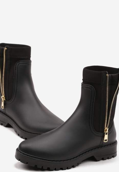 Czarne Kalosze z Elastyczną Cholewką i Suwakiem Seidle