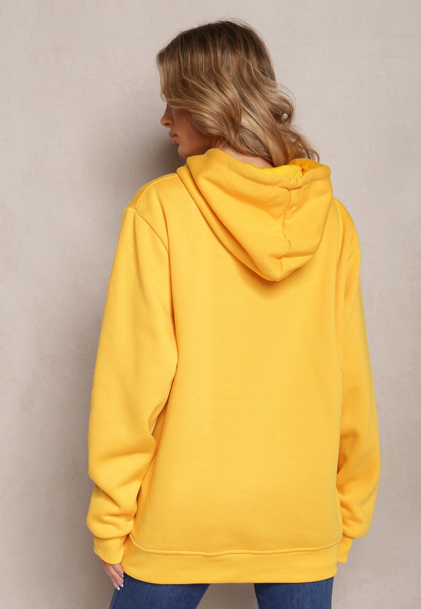 Żółta Bluza z Kapturem i Kieszenią Cazallo