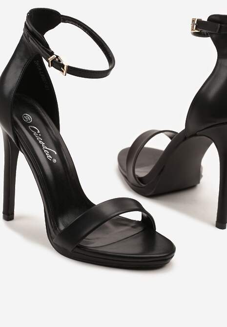 Czarne Klasyczne Sandały na Szpilce Natifine
