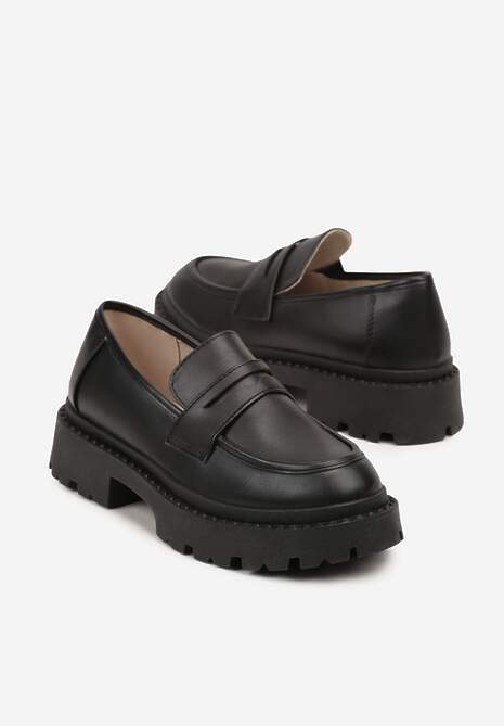 Czarne Mokasyny Vices na Platformie Dionela