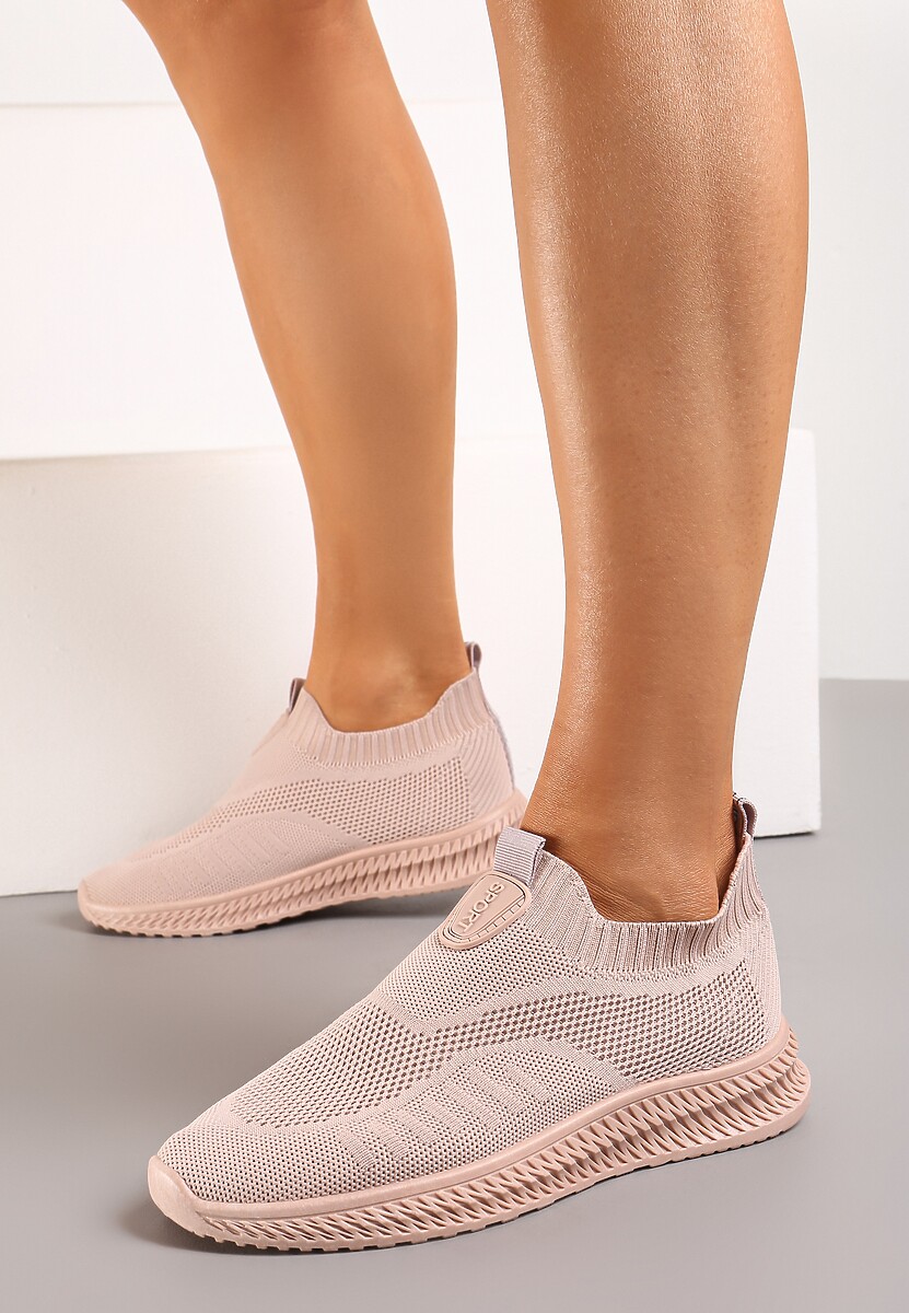 Różowe Buty Sportowe ze Skarpetkową Cholewką Pinke