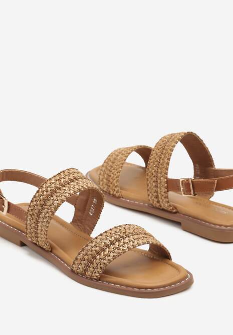 Brązowe Sandały z Ozdobną Plecionką Tolimara