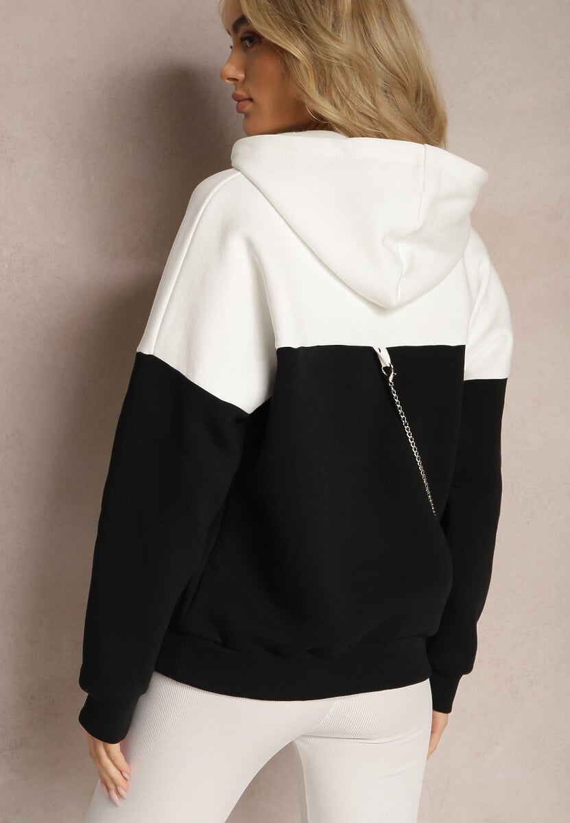 Czarna Bawełniana Bluza z Kapturem i Łańcuszkiem Ambriella