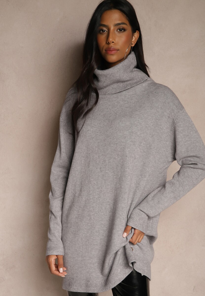 Jasnoszary Casualowy Golf Oversize z Wiskozą i Modalem Emira