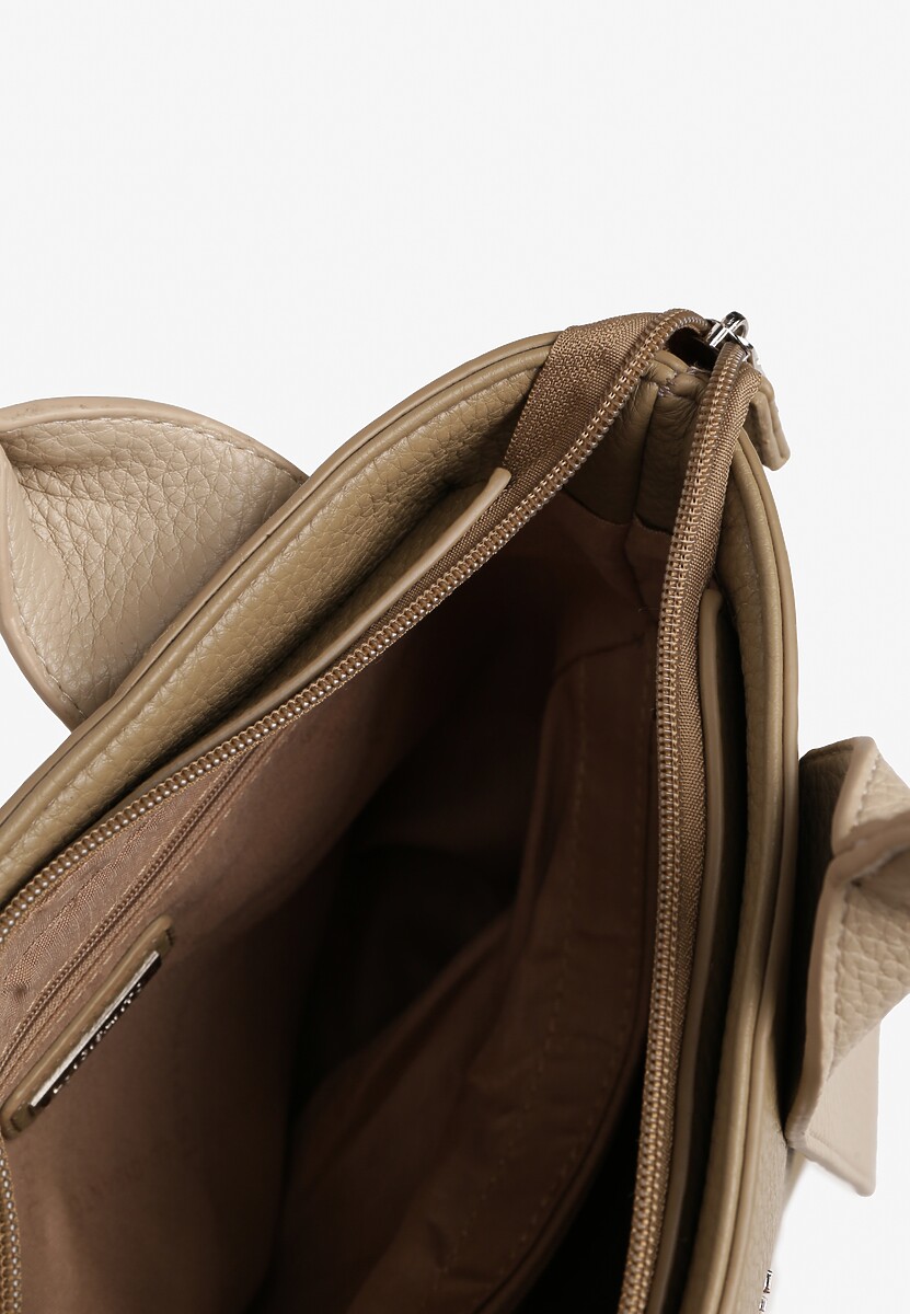 Ciemnobeżowa Torebka z Ozdobnymi Uchwytami i Regulowanym Paskiem Meraneth
