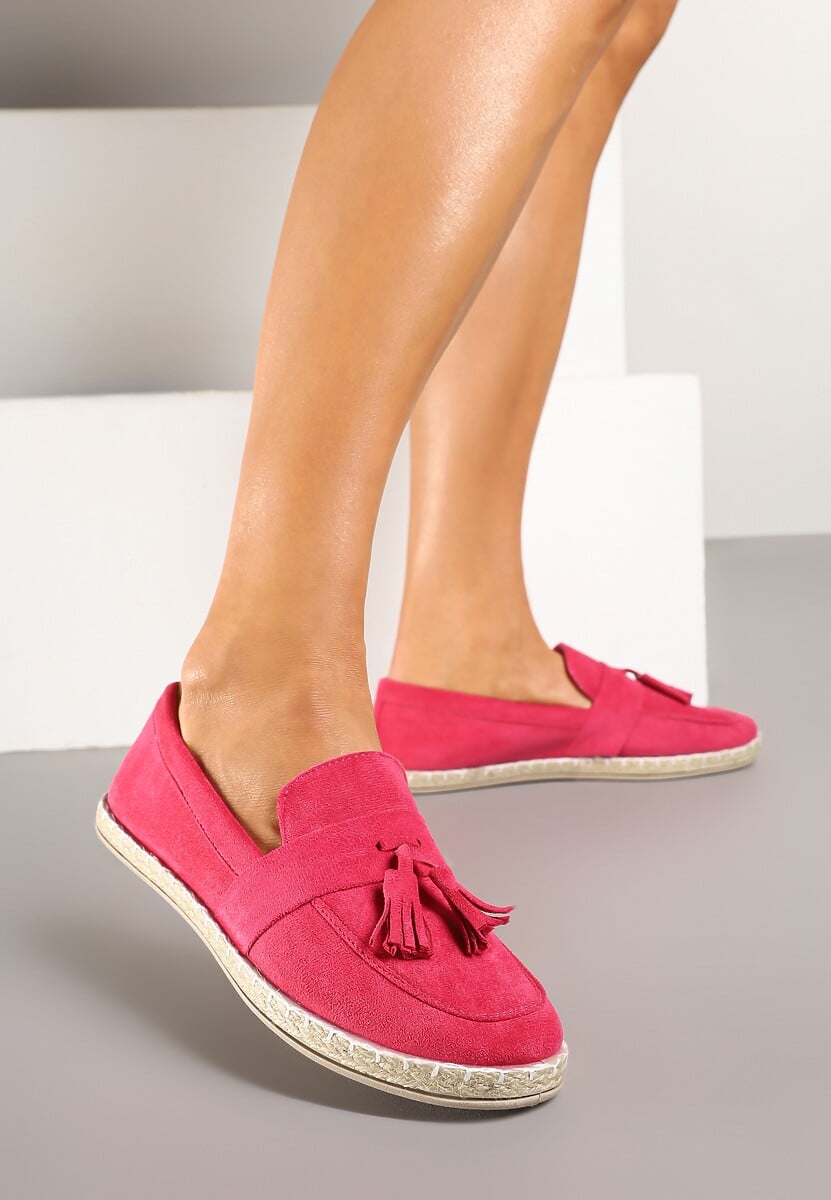 Fuksjowe Espadryle Ozdobione Frędzlami na Nosku Wanelis