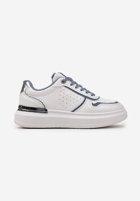 Białe Sneakersy Ozdobione Wstawkami z Materiału i Aplikacją z Cyrkonii Eephira