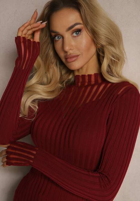 Bordowy Golf z Prześwitującymi Wstawkami Nirelle