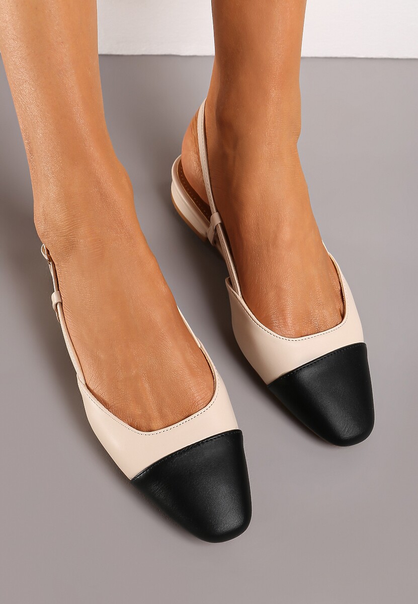 Jasnobeżowe Klasyczne Sandały na Płaskiej Podeszwie bez Pięty Zapinane przy Kostce Sadria