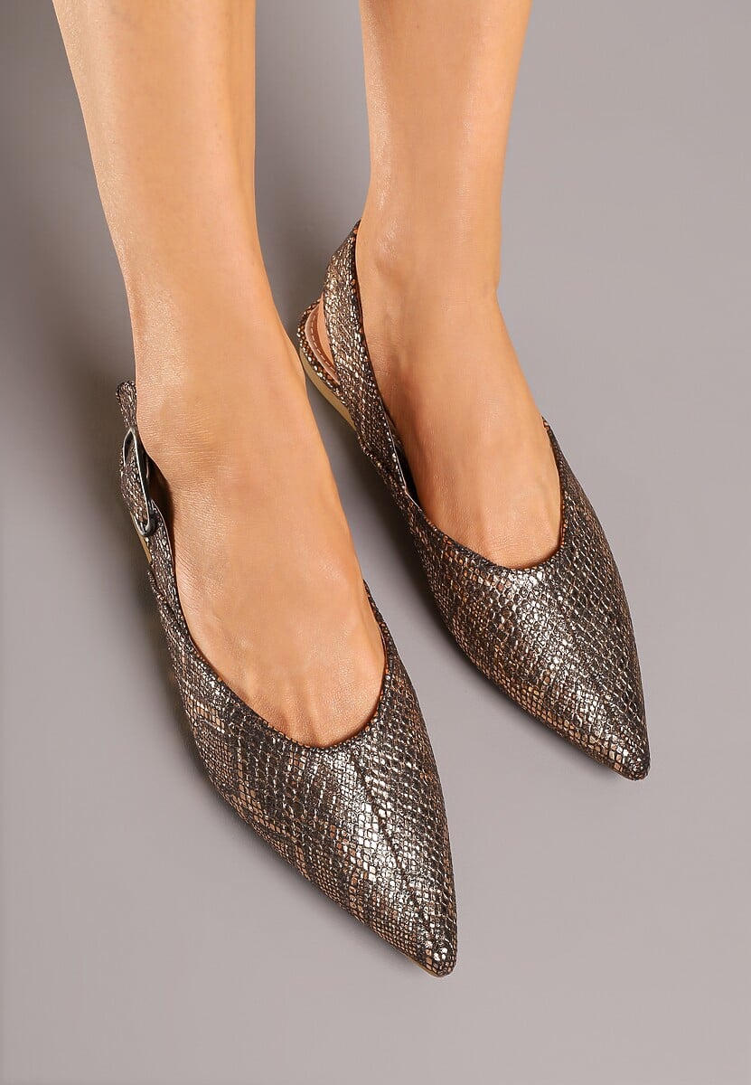 Szampańskie Sandały Vices Typu Slingback z Wkładką ze Skóry Naturalnej Rallora