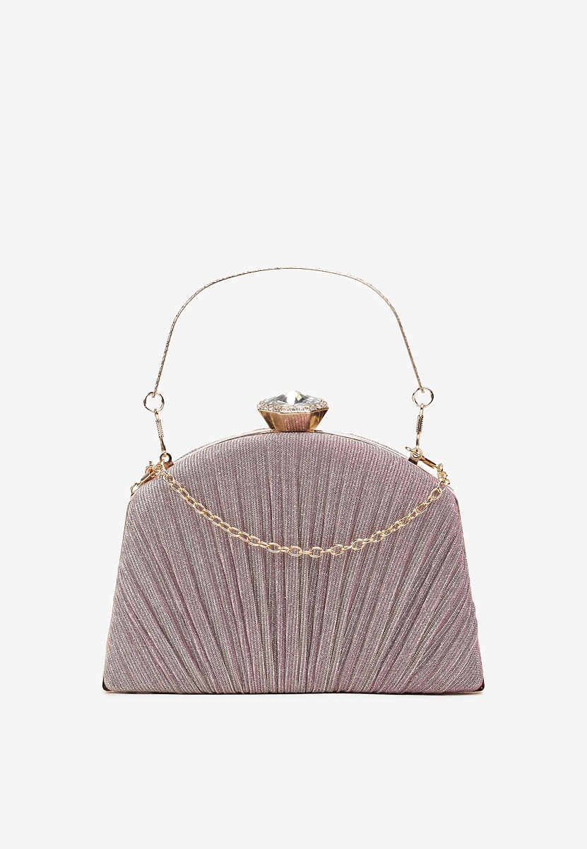 Złota Wieczorowa Torebka Ozdobiona Brokatem i Kruształkiem Beliha