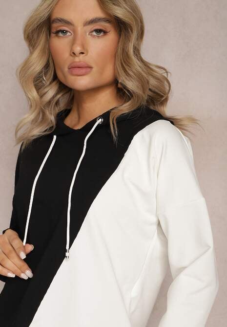 Czarna Bawełniana Bluza z Kapturem i Ściągaczami Ardente