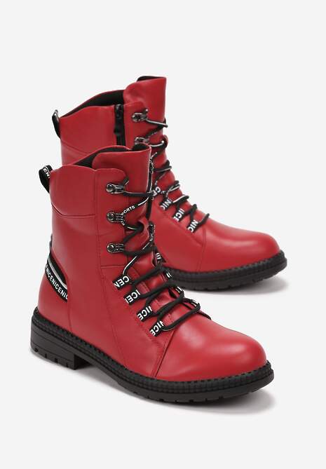 Czerwone Botki z Taśmą Workery Ardesa