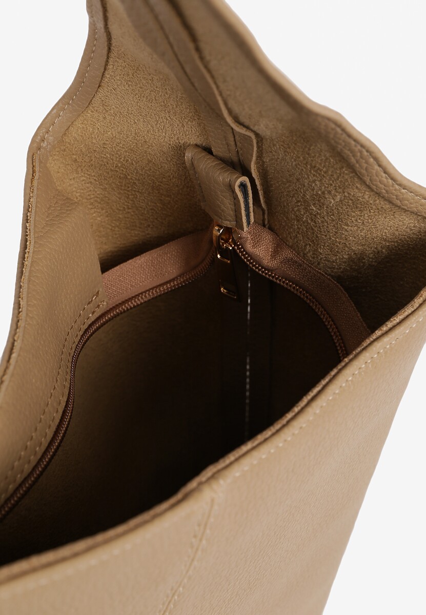 Ciemnobeżowa Klasyczna Torebka Hobo z Kosmetyczką i Paskiem Crossbody Fesulea