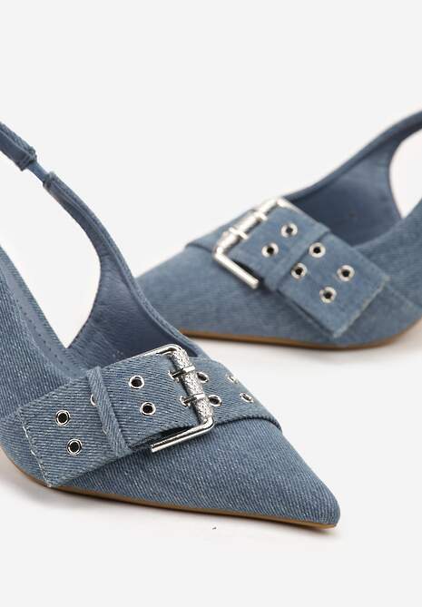 Niebieskie Sandały na Szpilce Vices Ozdobione Klamrą Kolitea