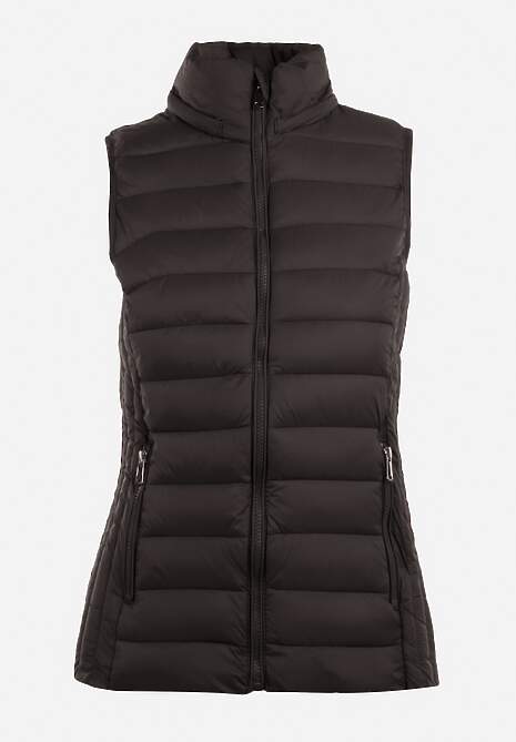 Czarna Kamizelka Pikowana z Kapturem Dominica